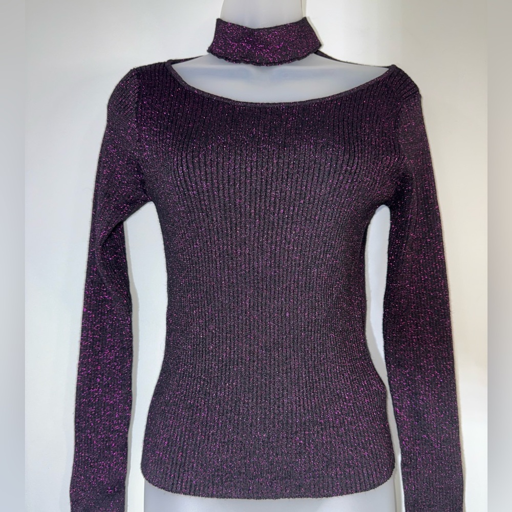 H&M Glittering Dark Purple Turtleneck Sweater